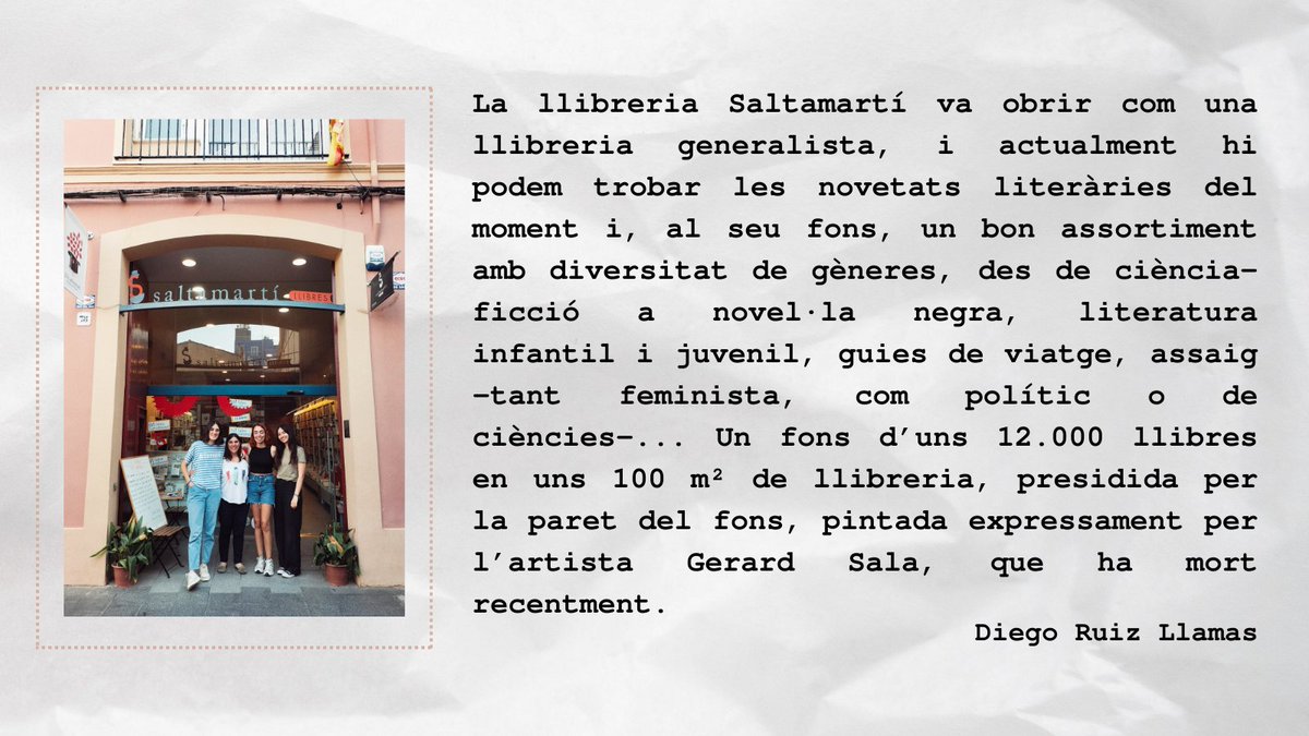 EdL_UB's tweet photo. Nova publicació al blog @EdL_UB 
«Llibreria Saltamartí i Magda Gual, nova propietària»
@Saltamartillibr https://t.co/7RR5vlVay3 per Diego Ruiz Llamas @vitobrando https://t.co/jsMZiqjLpN