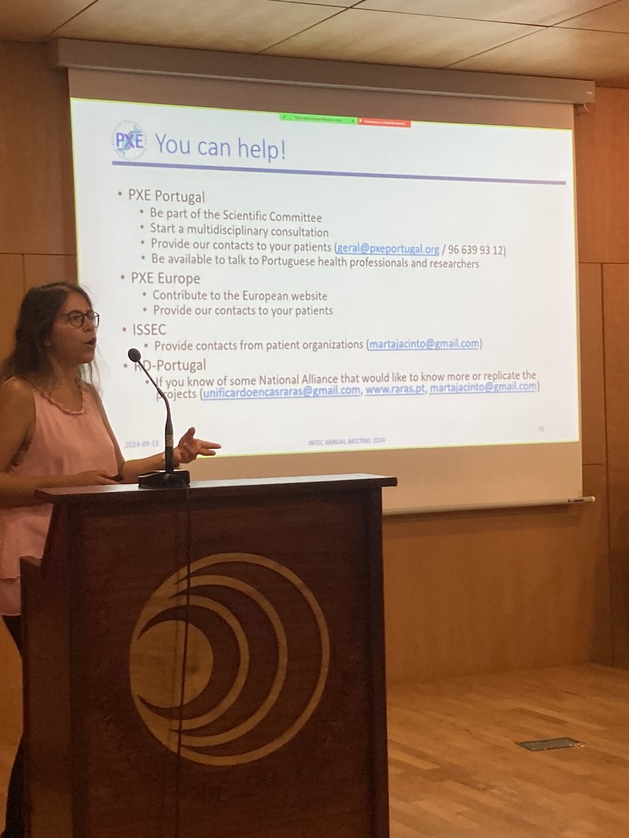 "Day 2 of the <a href="/itnINTEC/">INTEC</a>  meeting kicks off with an inspiring talk by Marta Jacinto from the #PXE Association Portugal! Amazing projects connecting patients, researchers, and healthcare providers. Still, challenges ahead for #PXE and other rare diseases across Europe.