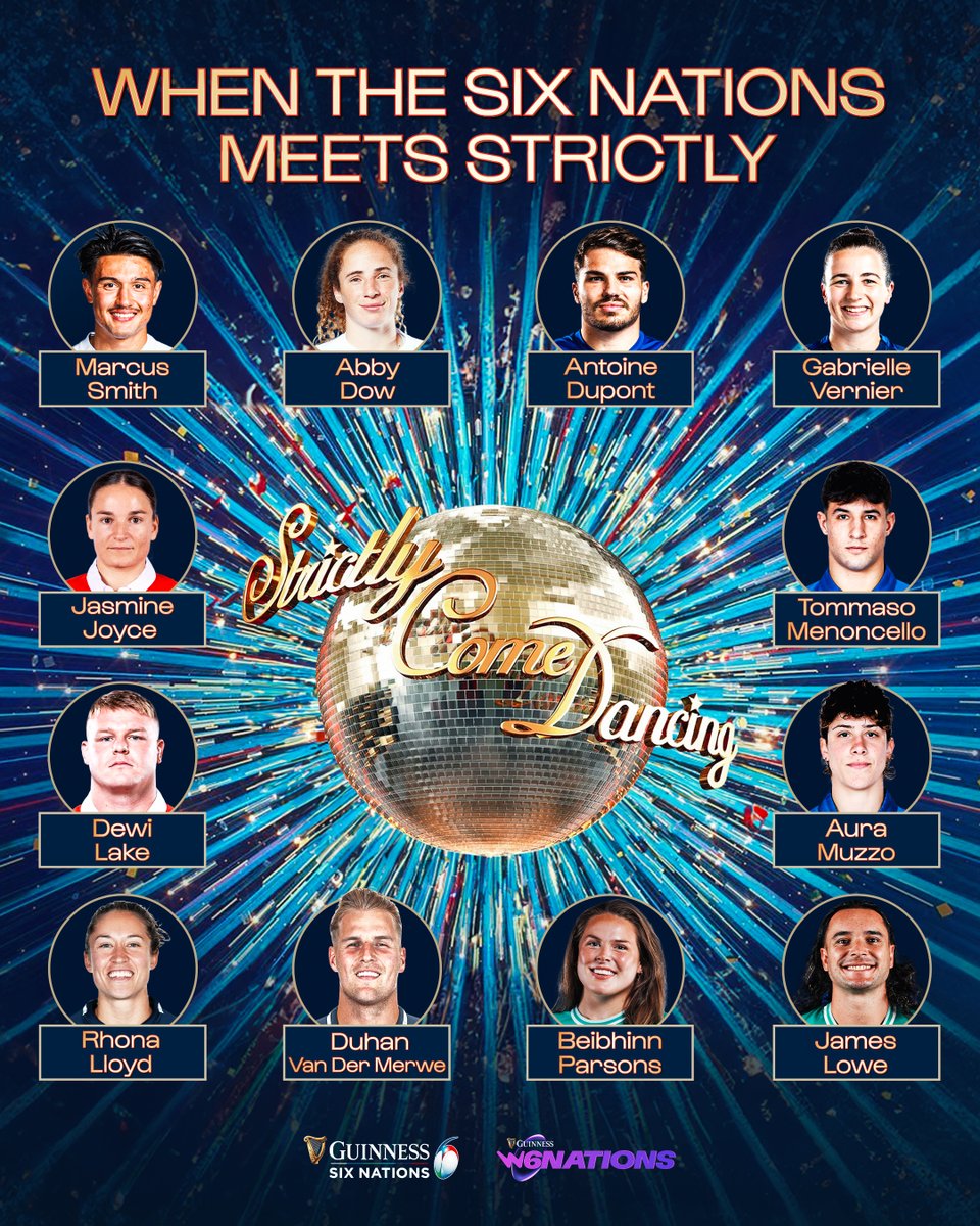 🪩 If Six Nations did Strictly 💃🕺

Who would be lifting that <a href="/bbcstrictly/">BBC Strictly ✨</a> glitter ball out of this line-up 🤩

#GuinnessW6N <a href="/SixNationsRugby/">Guinness Men's Six Nations</a>