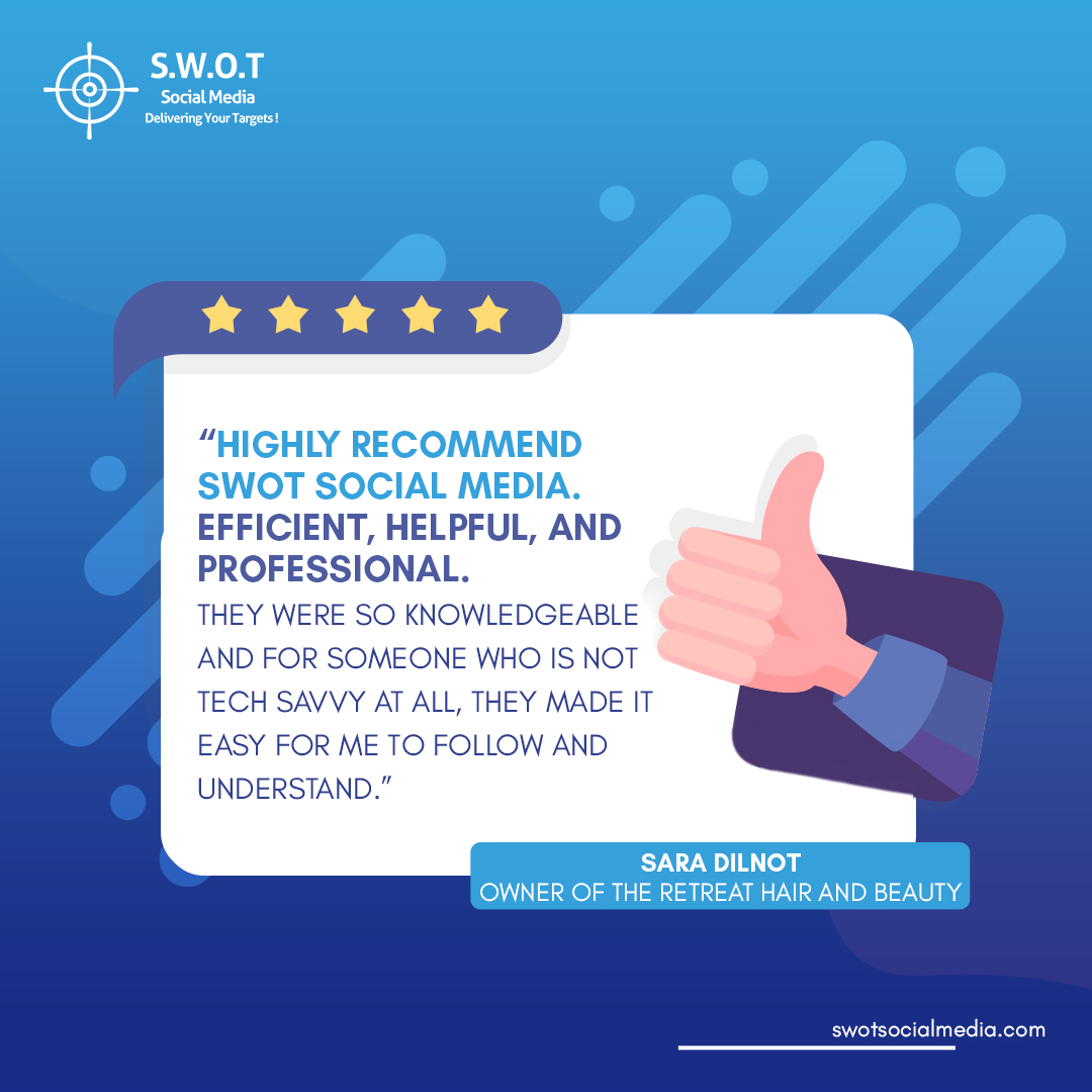 SWOTSocialMedia's tweet image. Huge thanks to Sara Dilnot for the amazing review! 

Helping clients like her succeed is why we love what we do.

#swotsocialmedia #gilaoverton #maypoleltd #socialmediamarketing #socialmediamanagement #reachnewheights #socialmediastrategist #socialmediaworld #clientlove