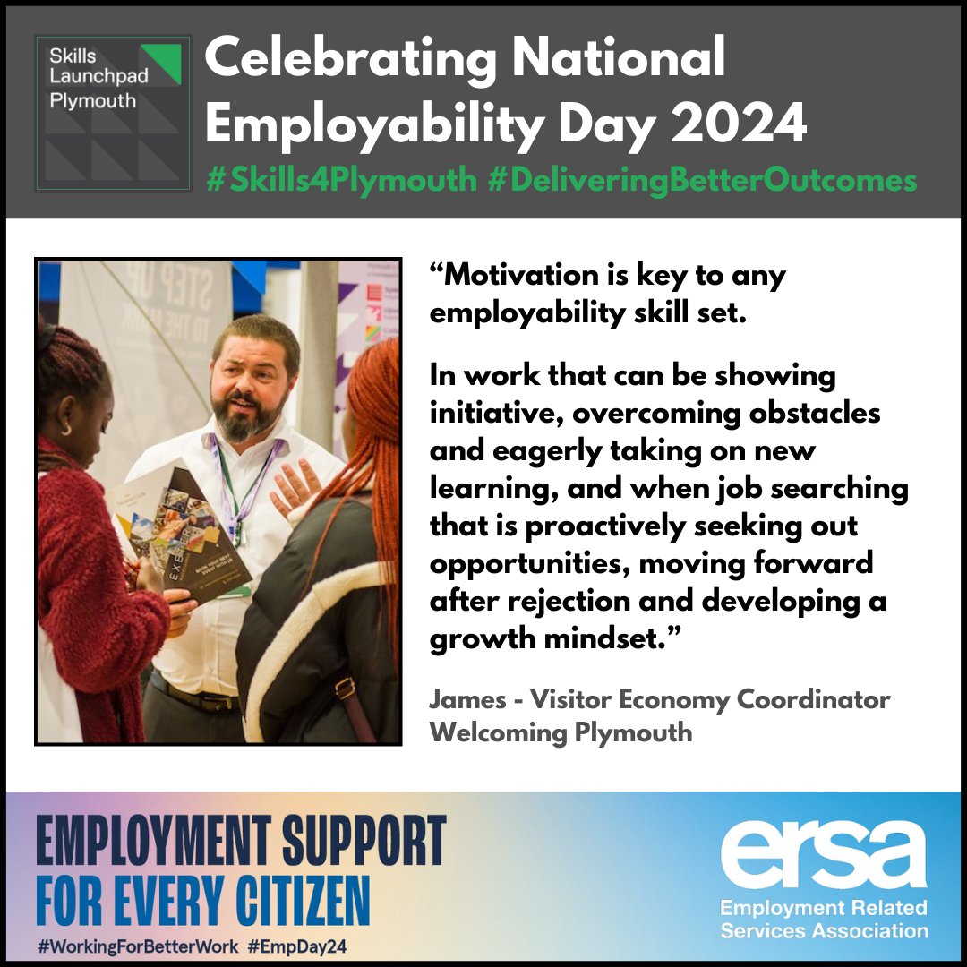 As it's National Employability Day we're sharing our top tips. Here's James's.

If you're interested in accessing opportunities in tourism, hospitality and retail in Plymouth, #WelcomingPlymouth can help!

#Skills4Plymouth #WorkingForBetterWork #EmpDay24
@Plymouth City Council