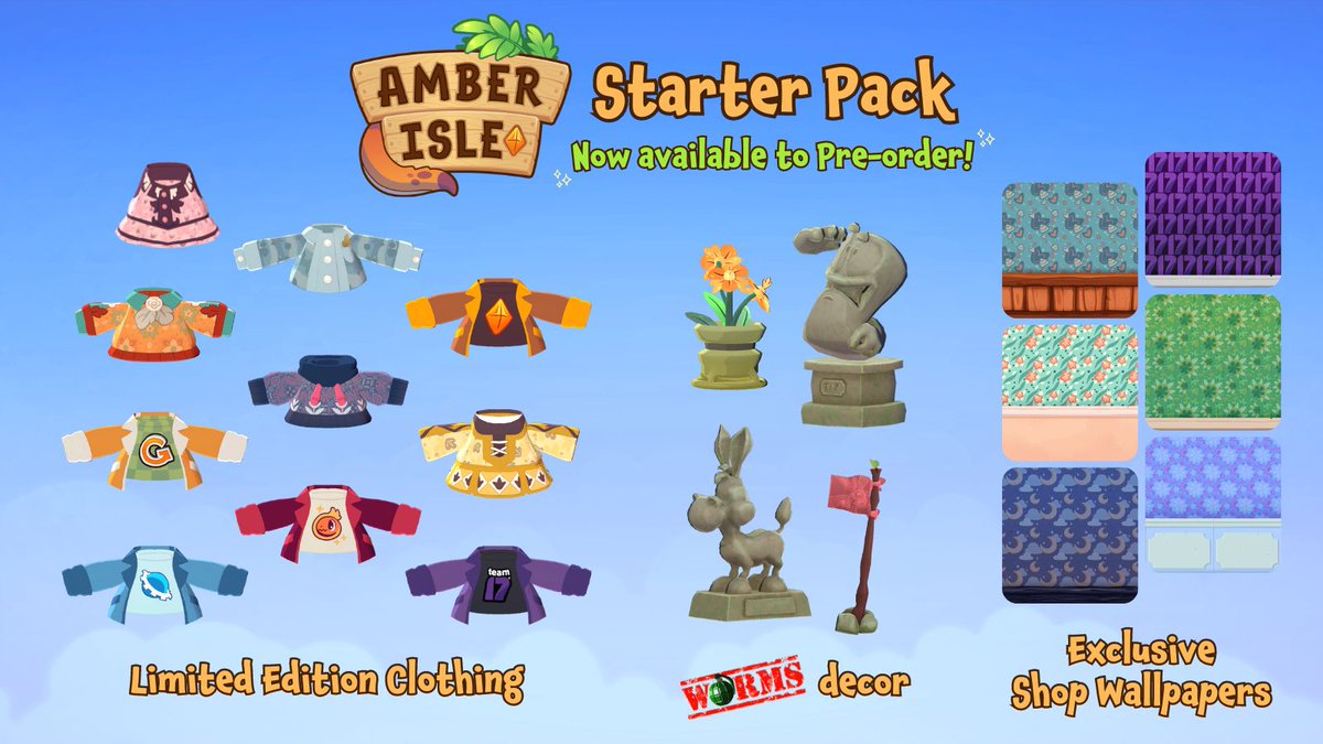 Sink your teeth into our 🔸Gold Edition🔸 for those who NEED even more Amber Isle in their lives!

🦖 Amber Isle
🎵 Original Soundtrack
🎨 Digital Artbook
👕 Starter Pack (Exclusive clothes, decor &amp; shop wallpapers!)
🔶 Special 20% Bundle Discount!
ambtl.co/preorder