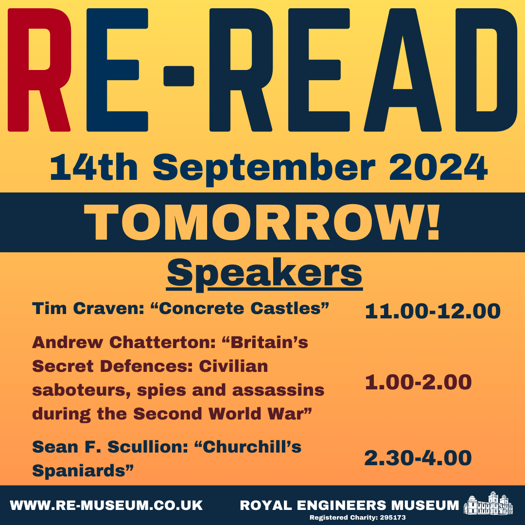 REMuseum's tweet photo. 14th of September, join Sean Scullion, Andrew Chatterton & Tim Craven for a day of author talks and book signings. Visit https://t.co/wJ4seTR1tK.
#Churchillspaniards #FortressBritain #Britainssecretdefences #andrewchatterton #seanscullion #timcraven #authortalks #authors https://t.co/191Gu3vlJ5