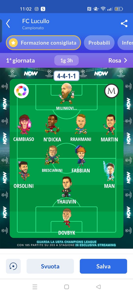 gioasroma86's tweet photo. Mantra a 10 con mod. 500 crediti, ho anche, Duda,Guilbert,Caprari,Azzi e Rui Modesto #fantacalcio https://t.co/Laz3EvTEd9