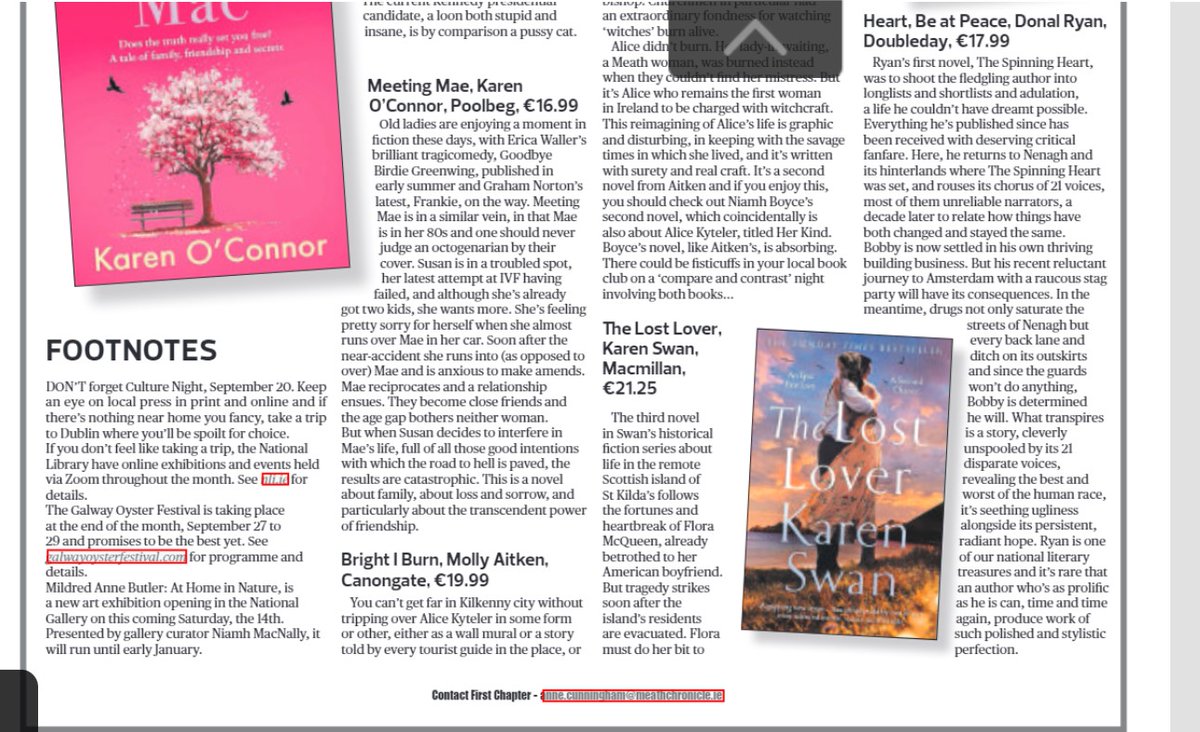 Anne Cunningham (@annecrecipes) on Twitter photo Revs of Maureen Callahan's Ask Not, Karen O'Connor's Meeting Mae, Molly Aitken's Bright I Burn, Karen Swan's The Lost Lover & Donal Ryan's Heart Be At Peace in this wk's papers. <a href="/GillHessLtd/">Gill Hess Associates</a> <a href="/HCinIreland/">HarperCollins_Ire</a> <a href="/PoolbegBooks/">Poolbeg</a> <a href="/PenguinIEBooks/">Penguin Books Ireland</a> <a href="/annieryan849/">Annie Ryan</a> <a href="/DoubledayUK/">Doubleday Books</a> <a href="/courtneyfitz100/">Courtney Fitzmaurice</a> Revs of Maureen Callahan's Ask Not, Karen O'Connor's Meeting Mae, Molly Aitken's Bright I Burn, Karen Swan's The Lost Lover & Donal Ryan's Heart Be At Peace in this wk's papers. <a href="/GillHessLtd/">Gill Hess Associates</a> <a href="/HCinIreland/">HarperCollins_Ire</a> <a href="/PoolbegBooks/">Poolbeg</a> <a href="/PenguinIEBooks/">Penguin Books Ireland</a> <a href="/annieryan849/">Annie Ryan</a> <a href="/DoubledayUK/">Doubleday Books</a> <a href="/courtneyfitz100/">Courtney Fitzmaurice</a>