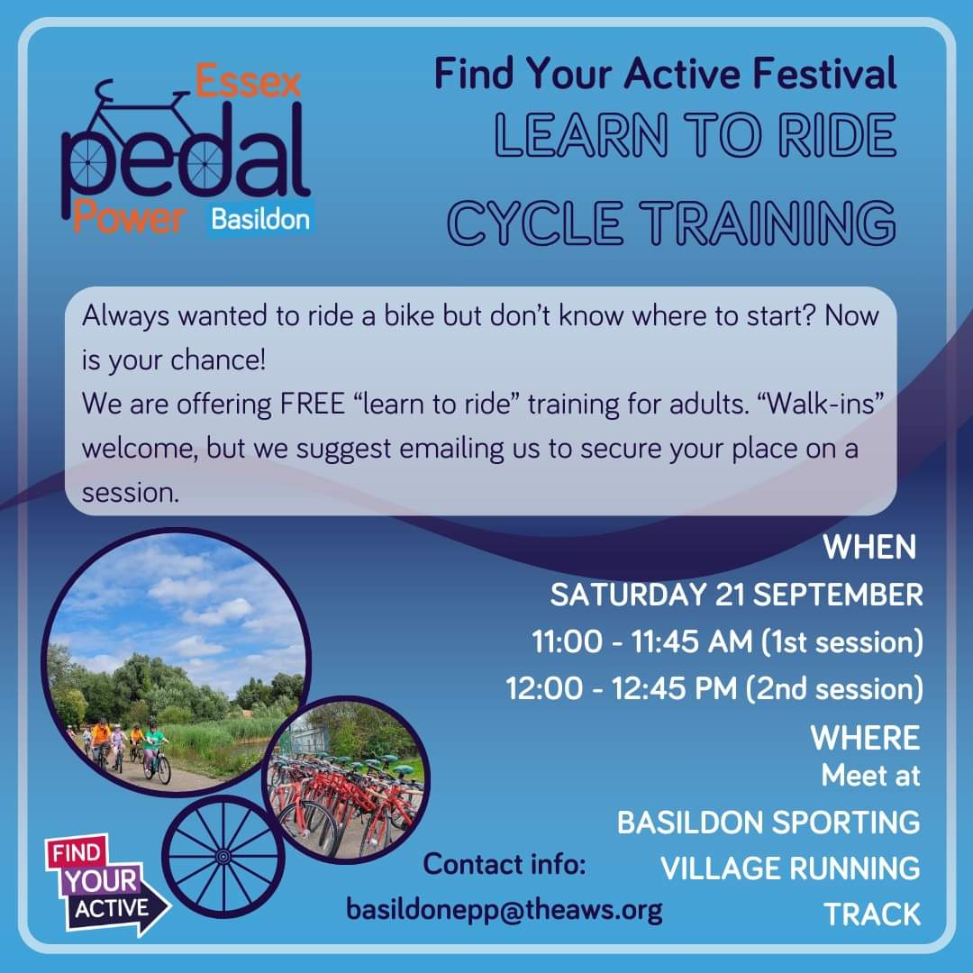 BillericayCycle's tweet photo. Want to ride a bike but don't know where to start? Join our friends at Essex Pedal Power ( they're really friendly promise) 
#Essex #Cycling https://t.co/ITtA2EW6JD