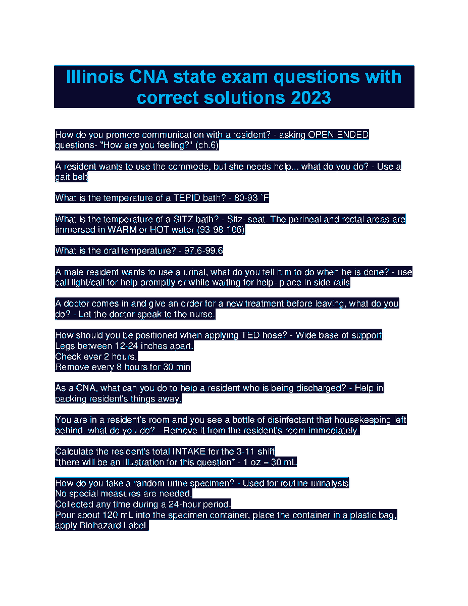 sn4502092's tweet photo. https://t.co/HmZNm4ui6y
Illinois Cna State Exam Questions With Correct Solutions 2023 2024
#CNA #CNA2024 #Illinois #stateexam #exam #questions #correctsolutions #solutions #hackedexams https://t.co/W60SiSMQI5