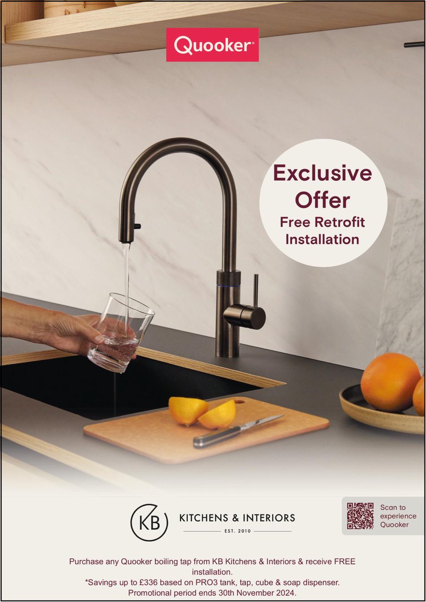FREE installation on a new <a href="/quookeruk/">Quooker UK</a> system from <a href="/KBKITCHENS/">KB Kitchens & Interiors</a> get in touch today for more info and to secure your FREE installation slot!!
