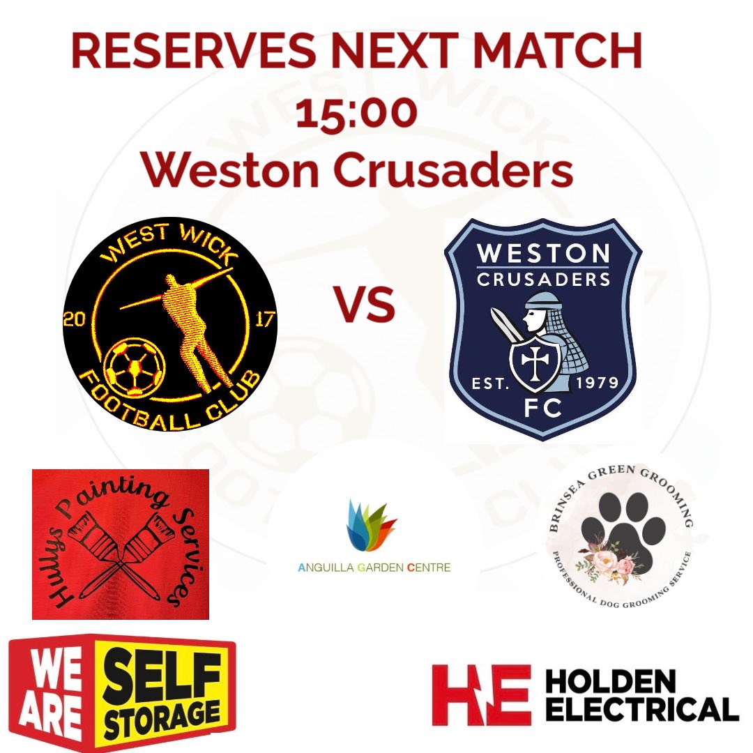 WickWest's tweet photo. Match day 2!
Both teams are in action this weekend!
⚽️ 1sts VS Locking Park FC
⏰ 15:00
📍 Old Banwell Road
⚽️ Reserves VS Weston Crusaders
⏰ 15:00
📍 Worle School
#wickermen #nonleague #matchday2 https://t.co/tng66qd7R2