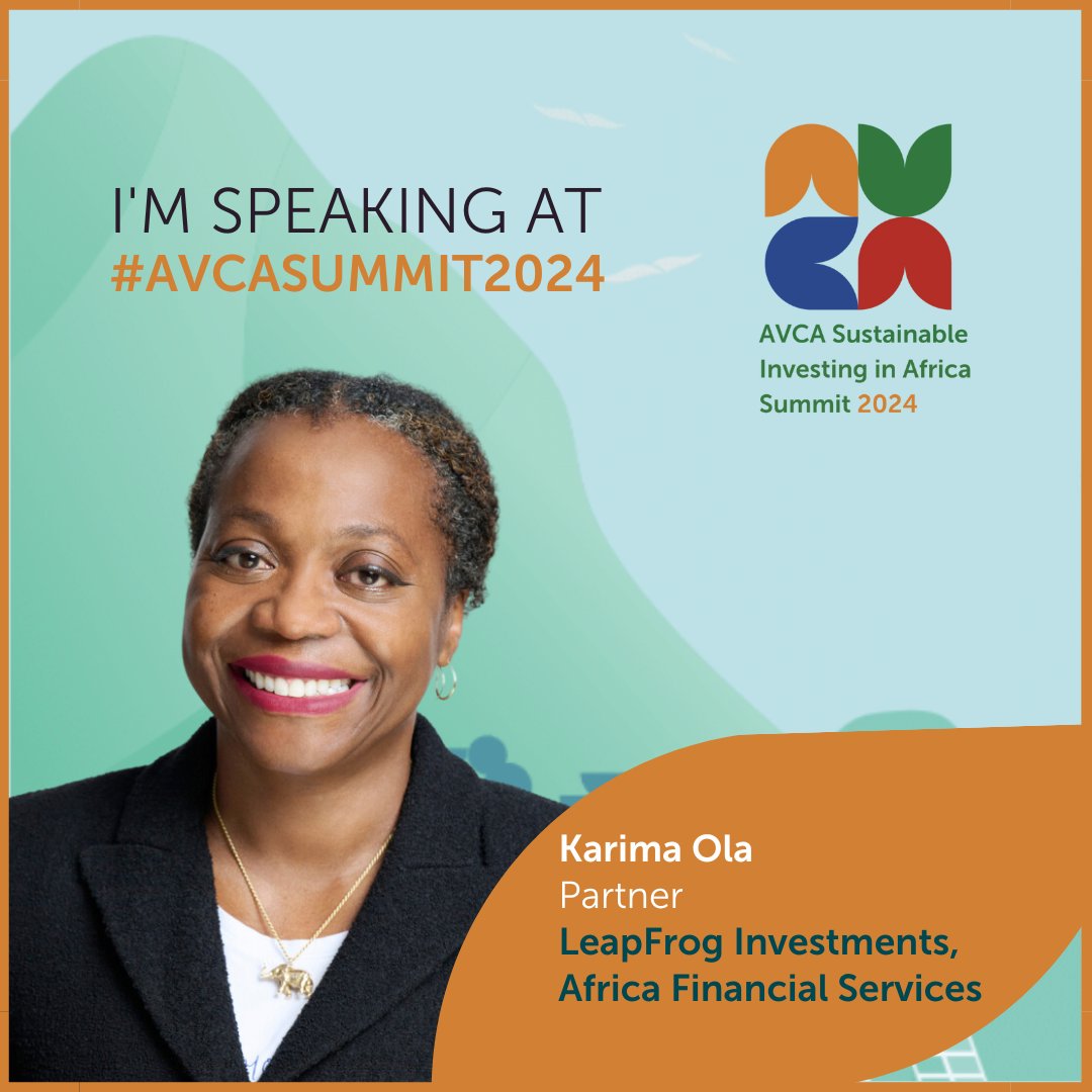 AVCA (@avca_africa) on Twitter photo It's a pleasure to announce Karima Ola, Partner at <a href="/LeapFrogInvest/">LeapFrog Investments</a>, as a speaker at the #AVCASummit2024 in London!
Don't miss her valuable insights on the future of #PrivateEquity and #ImpactInvesting.
🗓️ October 10th
🔗 Book tickets now: avcasummit.com It's a pleasure to announce Karima Ola, Partner at <a href="/LeapFrogInvest/">LeapFrog Investments</a>, as a speaker at the #AVCASummit2024 in London!
Don't miss her valuable insights on the future of #PrivateEquity and #ImpactInvesting.
🗓️ October 10th
🔗 Book tickets now: avcasummit.com