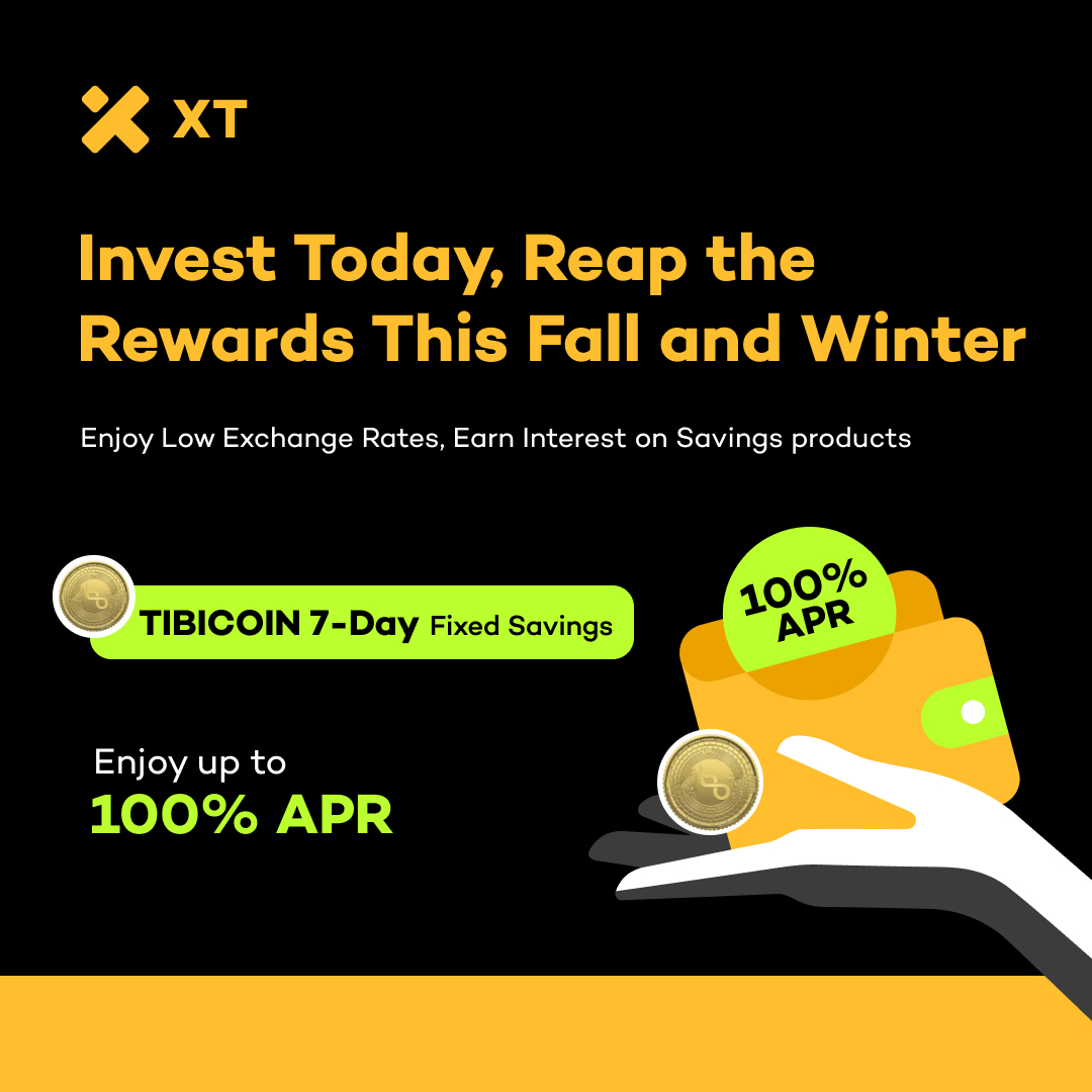 XTexchange's tweet photo. 📣 Invest Today, Reap Rewards This Fall and Winter! Share a $6,000 XT Prize Pool! #TIBICOIN 7-day Fixed Savings with 100% APR Subscription Event is coming! #XT #XTEarn @tibicoin
⏰ Activity Time: 10:00 on September 13, 2024 (UTC)
Subscription Details:
💎 Personal Quota: 120,000 TIBICOIN
💎 Expected APR: 100%
💎 Duration: 7 days
💎 Interest Rate Calculation Time: 00:00 UTC every day
➡️ Subscription Channel:
https://t.co/5oE2w9zhdt
Details ⤵️ :
https://t.co/GhkddcaE8b