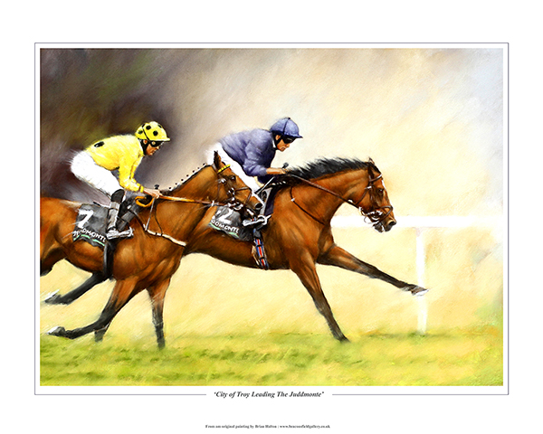 City Of Troy and Ryan Moore leading the Juddmonte <a href="/yorkracecourse/">York Racecourse</a>  The painting has been done using my own reference photos. Prints available on the website bit.ly/4dSiQCZ