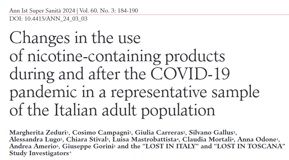 Changes in the use of nicotine-containing products during and after the #COVID19 pandemic in a representative sample of the Italian adult population tinyurl.com/yfpdcy2y <a href="/SilvanoGallus/">Silvano</a> @odoneanna <a href="/GiuseppeGorini/">Giuseppe Gorini</a> #ecigarettes #HeatedTobaccoProducts #SmokeHabits #LOSTinItaly