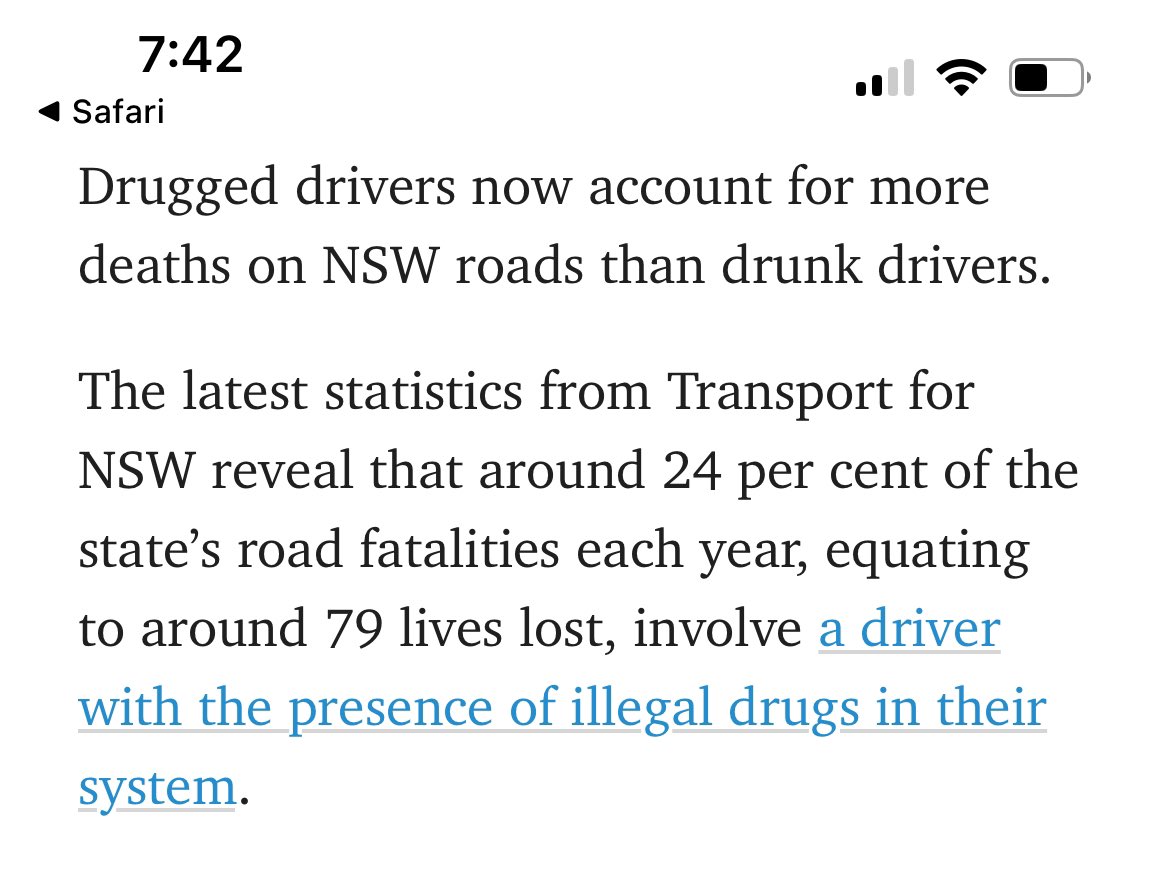 Probably worth remembering among all they hype today that drug driving now claims more lives on NSW roads than drink driving