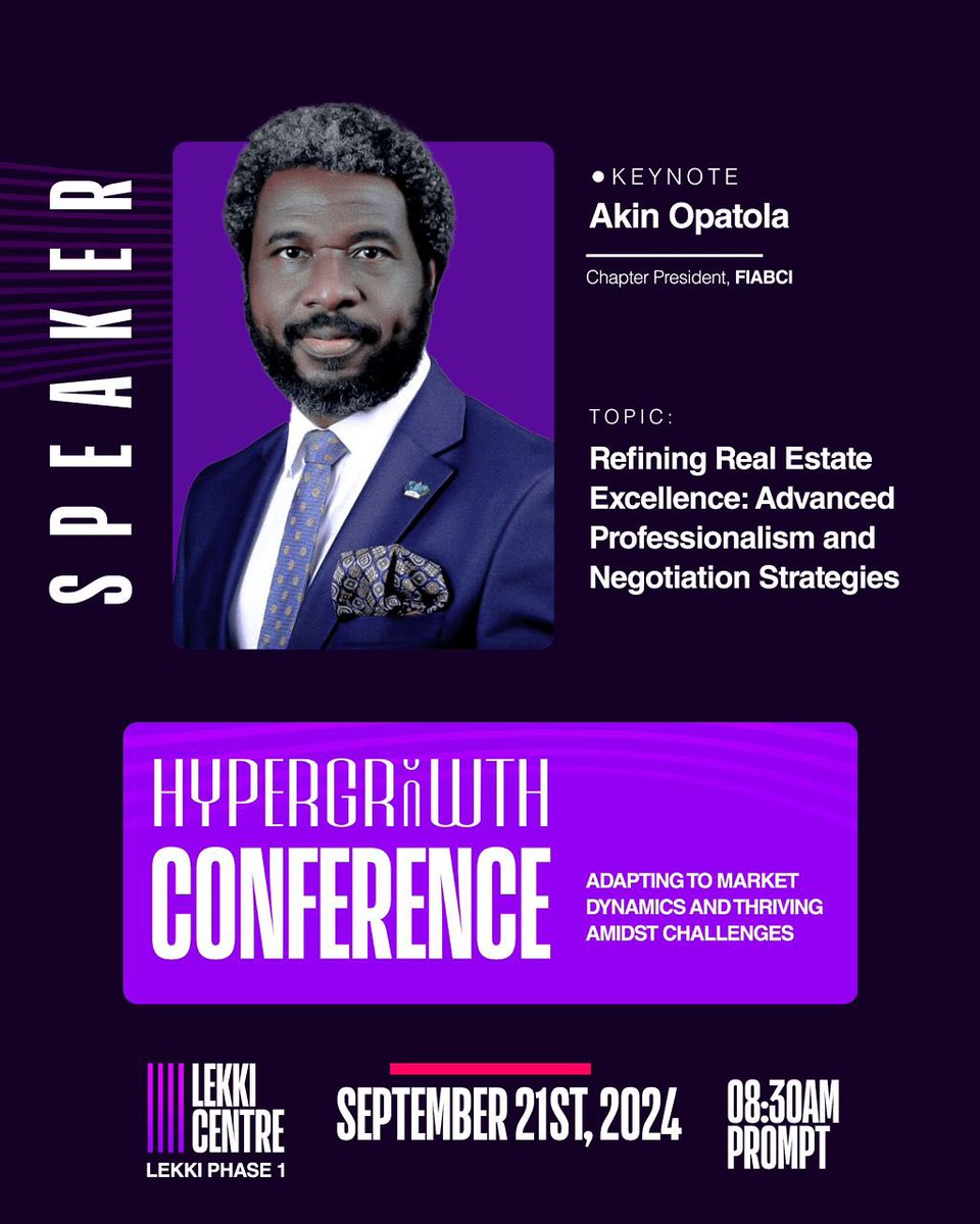 hypergrowth_afr's tweet image. Speaker Unveil.

Akin Opatola would be a Keynote Speaker at the Hypergrowth Conference 2024.

He would be speaking on: Refining Real Estate Excellence: Advanced Professionalism and Negotiation Strategies

Register here: bit.ly/HypergrowthByU…

See you on the 21st September  🎉