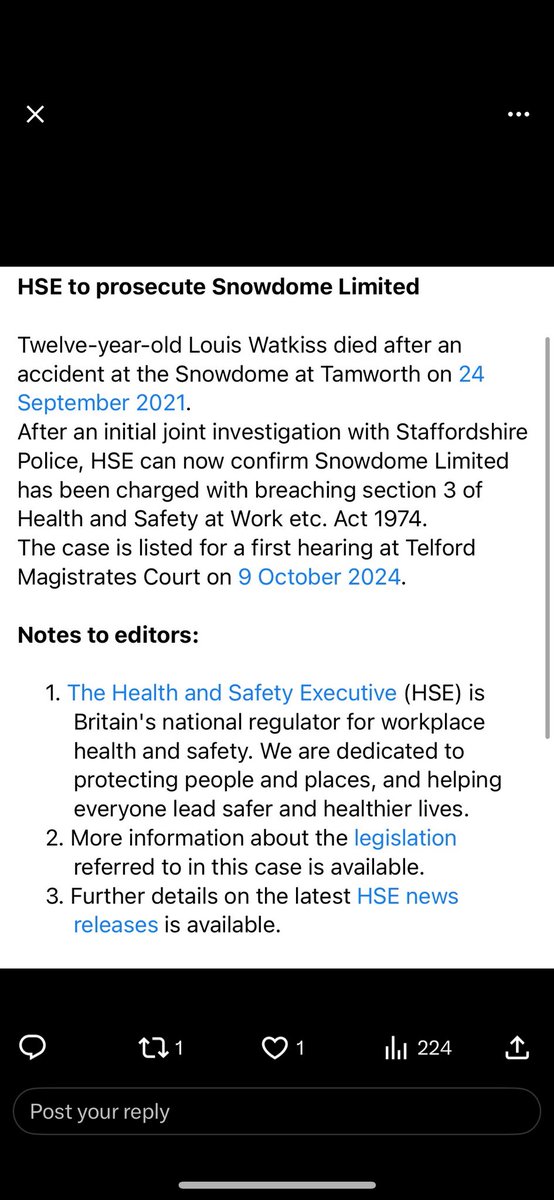 Lucy Kapasi (@lucykapasi) on Twitter photo Breaking: Tamworth Snowdome to be prosecuted over the death of 12-year-old Louis Watkiss who died there while at a friend’s birthday party <a href="/ITVCentral/">ITV News Central</a> Breaking: Tamworth Snowdome to be prosecuted over the death of 12-year-old Louis Watkiss who died there while at a friend’s birthday party <a href="/ITVCentral/">ITV News Central</a>