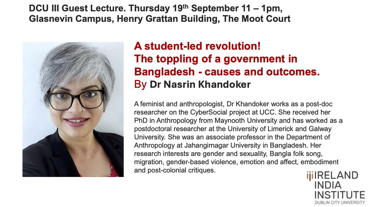Dear Irish peeps, if you are interested in social movement, you might want to check this out. The historic, revolutionary force led by students brought about a transformative change, toppling a 15-year-long autocratic government in Bangladesh last month. I will discuss it at DCU.
