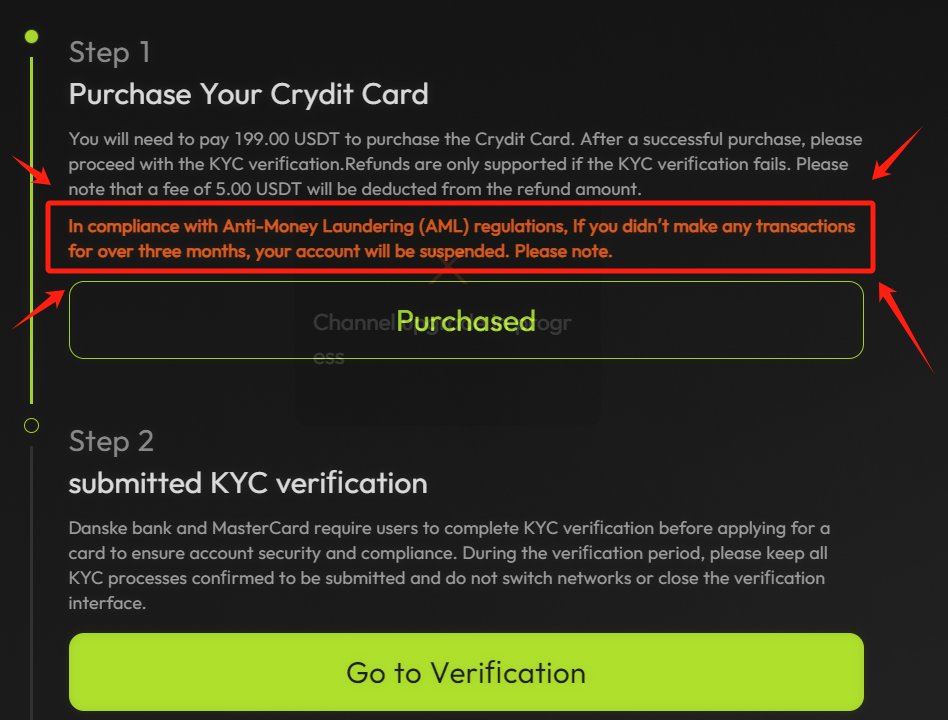 Surviva662's tweet photo. @CryditCard I cannot do KYC verification at the moment, will this rule affect me? Is there any security risk to my 199U? https://t.co/Rcd6K2oU2P