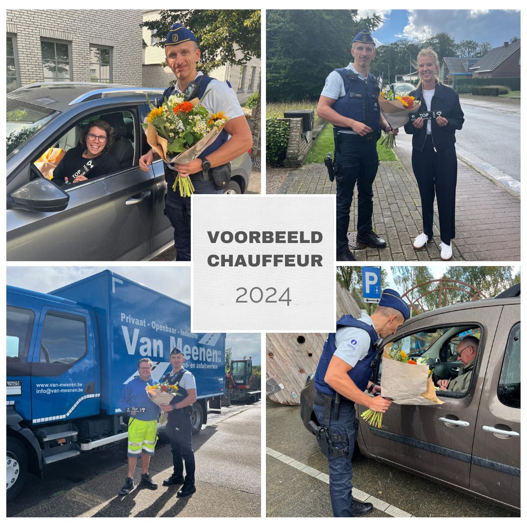 PZScheldeLeie's tweet image. Gisteren speurde onze verkeersdienst naar de TOP CHAUFFEURS 2024 in @Nazareth9810 @Gavere @Depinte en @sintmartenslatem🏆

En of ze die vonden!  Dikke proficiat aan Jean-Paul, Chatho, Stefanie &amp;amp; Wouter🥳 
#goforzero #verkeersveiligemaand #samen