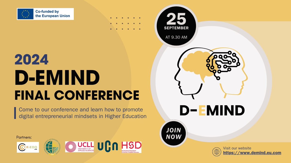 GrupoEDO's tweet photo. 🎯 Docentes de todo el mundo, esta es su oportunidad de aprender a transformar la educación con la mentalidad emprendedora digital. Únete a la conferencia #DEmind GRATIS y ONLINE el 25 de septiembre. #DemindEvent
🔗https://t.co/ra8ijr7HZA https://t.co/BKVrzYe0U1
