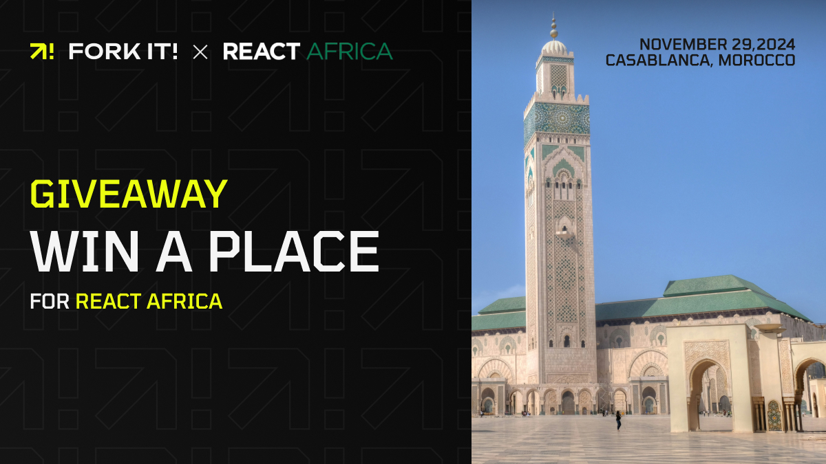 🚀 Fork It! x React Africa on Nov 29, 2024! We’re giving away a FREE ticket! 🎉 Want in? Just share this post to enter the draw! Don’t miss out on all the React insights &amp; innovations.
<a href="/BeJS_/">React Paris Conf' -by- BeJS</a> 
Details &amp; schedule: dev.events/conferences/re…
 #ReactAfrica #ReactJS #ForkIt