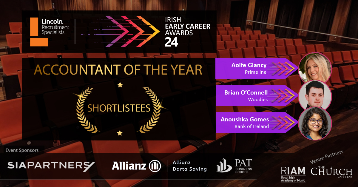 Early Career Awards (@earlycareerawds) on Twitter photo The #Accoutancy category Judge, Concepta Cadogan, Senior Consultant at <a href="/SteeringPoint/">Steering Point</a> has finalised her shortlist!
Those shortlisted include:
Aoife Glancy - <a href="/PrimelineSales/">Primeline Sales & Marketing</a>
Brian O'Connell - <a href="/WoodiesIreland/">Woodie's</a>
Anoushka Gomes - <a href="/bankofireland/">Bank of Ireland</a>
#LincolnECA24 The #Accoutancy category Judge, Concepta Cadogan, Senior Consultant at <a href="/SteeringPoint/">Steering Point</a> has finalised her shortlist!
Those shortlisted include:
Aoife Glancy - <a href="/PrimelineSales/">Primeline Sales & Marketing</a>
Brian O'Connell - <a href="/WoodiesIreland/">Woodie's</a>
Anoushka Gomes - <a href="/bankofireland/">Bank of Ireland</a>
#LincolnECA24