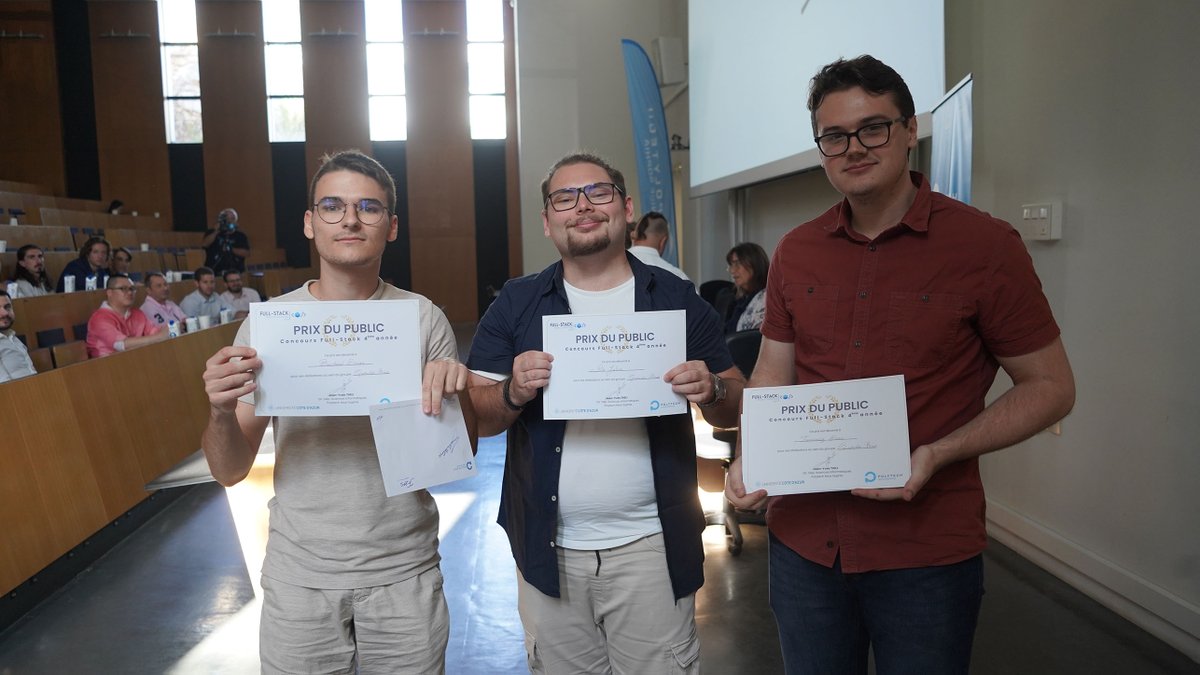 Polytech Nice Sophia (@polytechnsophia) on Twitter photo SI Full Stack Projects Showcase 2eme édition !
Nos étudiants de 4e et 5e année en spécialité informatique ont présenté leurs projets devant un jury de professionnels. Bravo à tous pour ces réalisations impressionnantes et ces compétences acquises. #fierdenosélèves SI Full Stack Projects Showcase 2eme édition !
Nos étudiants de 4e et 5e année en spécialité informatique ont présenté leurs projets devant un jury de professionnels. Bravo à tous pour ces réalisations impressionnantes et ces compétences acquises. #fierdenosélèves