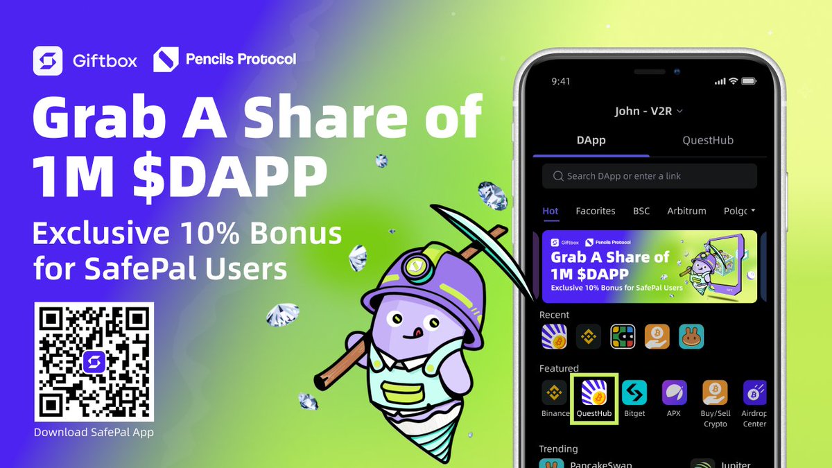 SafePal - Crypto Wallet (@isafepal) on Twitter photo ๐ Giftbox Campaign with <a href="/pencilsprotocol/">๐ฐDAPP๐ฐ</a> ๐
๐ 1,000,000 $DAPP Rewards Pool with 10% bonus for #SafePal users
๐ TGE soon
๐ก5,000 Slots(FCFS)
๐ September 13-21, 10 AM UTC
๐blog.safepal.com/pencils-protocโฆ
๐ฑ DL App: safepal.com/download
#Pencils #Airdrop ๐ Giftbox Campaign with <a href="/pencilsprotocol/">๐ฐDAPP๐ฐ</a> ๐
๐ 1,000,000 $DAPP Rewards Pool with 10% bonus for #SafePal users
๐ TGE soon
๐ก5,000 Slots(FCFS)
๐ September 13-21, 10 AM UTC
๐blog.safepal.com/pencils-protocโฆ
๐ฑ DL App: safepal.com/download
#Pencils #Airdrop