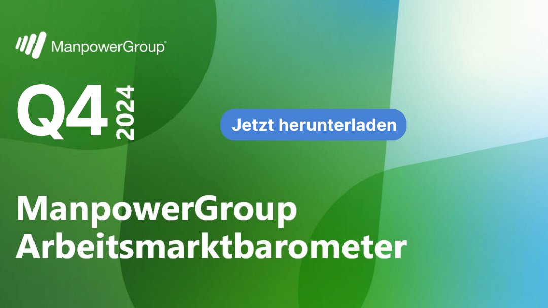 📈 Beschäftigungsausblick Q4/2024 

Der NBA für Q4 liegt bei 22% – leicht rückläufig, aber weiterhin stabil. Trotz wirtschaftlicher Unsicherheiten zeigt der deutsche #Arbeitsmarkt Widerstandsfähigkeit. Mehr im #ManpowerGroup Arbeitsmarktbarometer #MEOS: 👉🏼 bit.ly/3MDXXzw