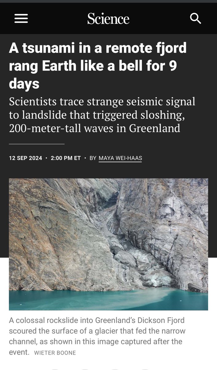 This is indeed a fantastic example of open collaborative inquiry. More on the Greenland warming-triggered tsunami from lead author @K_Svennevig in the thread in reply and here: science.org/content/articl…