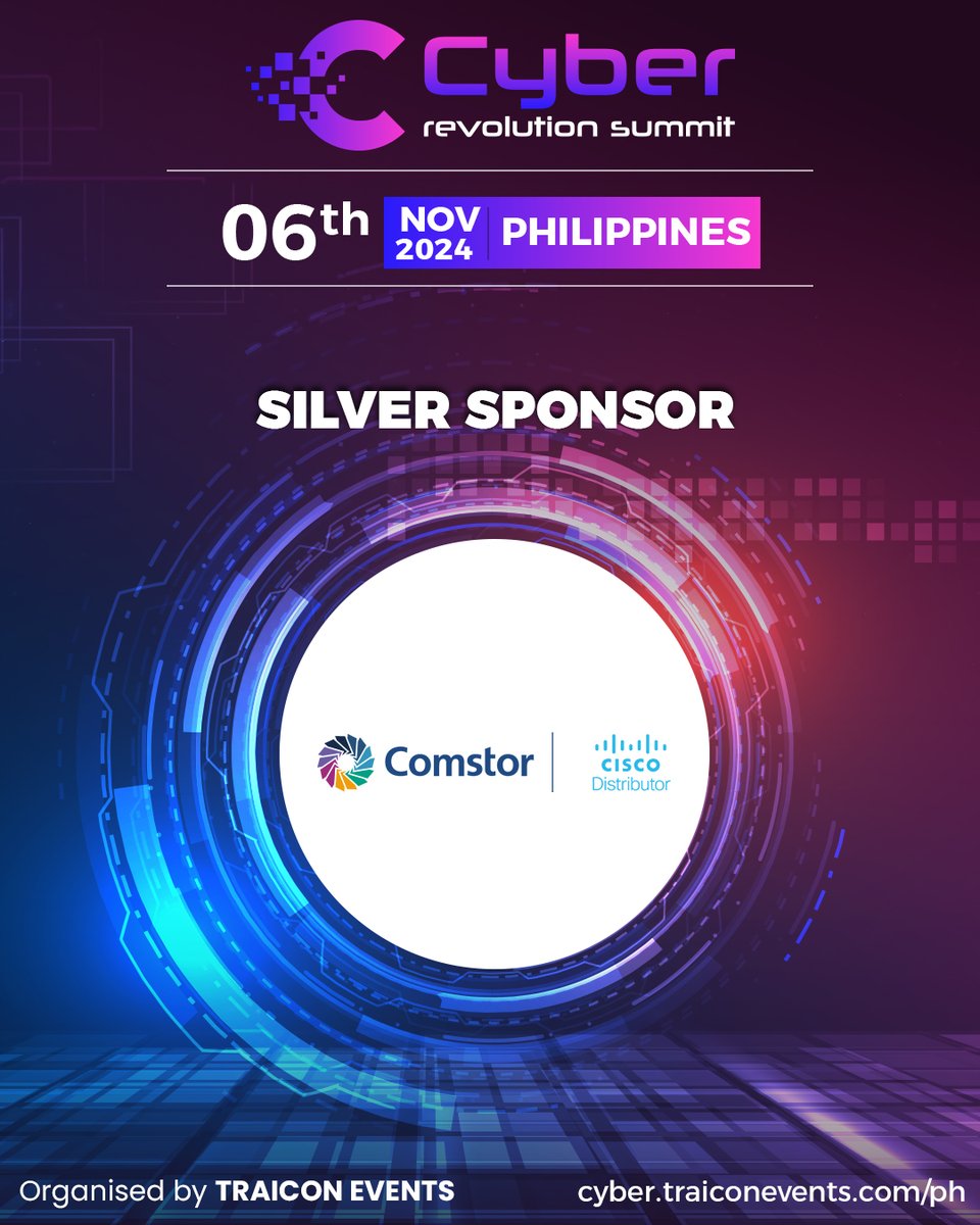 TraiCon_Events's tweet image. We’re pleased to introduce @WestconComstor   and Cisco as a Silver Sponsor for the #CyberRevolutionSummit2024 on November 6th in the Philippines.  

 See You soon ! 

 #CyberRevolutionSummit2024 #CyberSecurityPH