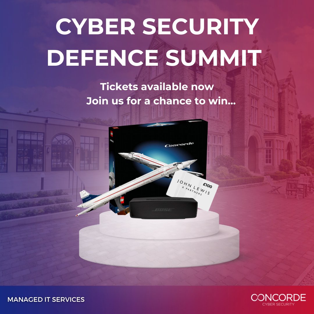 ConcordeTG's tweet photo. Join us on November 13th at the Woodlands Hotel for an exclusive cybersecurity event filled with insights to boost your defenses.

Prizes include a Concorde Lego set, Bose speaker, and a £100 Amazon voucher

https://t.co/EXKFSI5s2Y

#event #networking #cybersecurity #cyberevent https://t.co/Z23o5qfDsJ