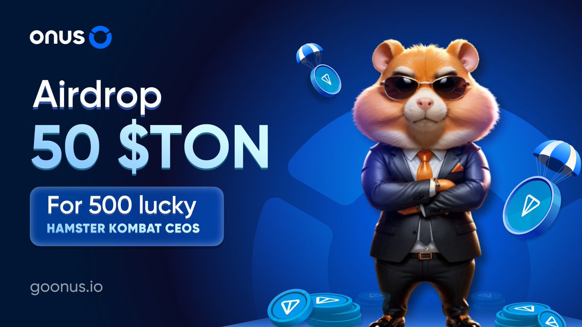 ONUS (@onusfinance) on Twitter photo 50 $TON #Airdrop for 500 lucky <a href="/hamster_kombat/">Hamster Kombat</a> CEOs!
💸 500 prizes & 50 $TON rewards & and unlimited $ONX
Join with just 3 simple steps:
1️⃣ Like and retweet
2️⃣ Reply “$ONX 🤝🏻 $HMSTR” below
3️⃣ Claim rewards at ONUS Tap Bot: t.me/onus_tap_tap_t…
🐹 Let's go CEOs! 50 $TON #Airdrop for 500 lucky <a href="/hamster_kombat/">Hamster Kombat</a> CEOs!
💸 500 prizes & 50 $TON rewards & and unlimited $ONX
Join with just 3 simple steps:
1️⃣ Like and retweet
2️⃣ Reply “$ONX 🤝🏻 $HMSTR” below
3️⃣ Claim rewards at ONUS Tap Bot: t.me/onus_tap_tap_t…
🐹 Let's go CEOs!