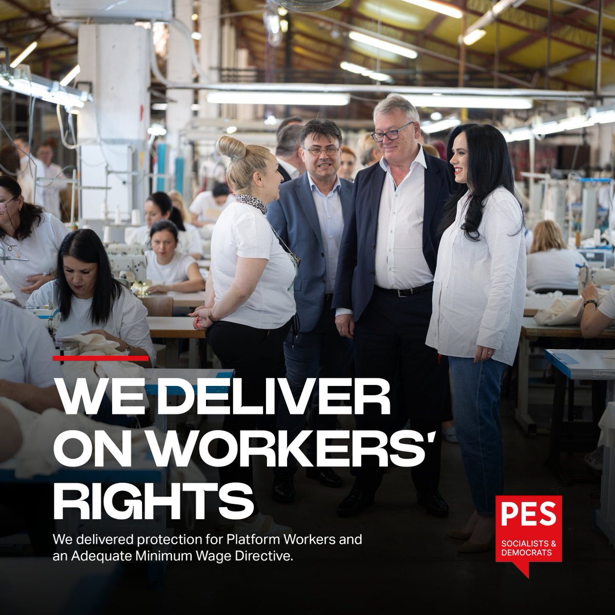👷‍♀️ Our common candidate <a href="/NSchmitPES/">Nicolas Schmit, PES lead candidate</a> made workers’ rights one of the main topics of our campaign this year. He spearheaded the Platform Worker Directive, ensuring better protection for gig workers, and the Minimum Adequate Wage Directive, which improved working conditions and
