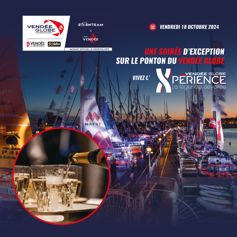 EventeamGroup's tweet photo. 🚨Il reste encore quelques places ! 

Profitez d’une soirée privilégiée sur le ponton course du @VendeeGlobe privatisé pour la première fois 🌅⛵ 

Cocktail, dîner étoilé et présence de skipper au programme !

📧Contact : hospitality@vendeeglobe.fr

#hospitality #VIP