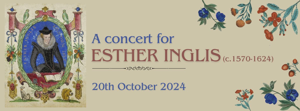 *More* music for Esther Inglis? Alongside our colloquium, "Esther Inglis in Contexts and Culture", we are delighted to be hosting another concert, this time at <a href="/StCeciliasHall/">St Cecilia's Hall</a>, on the 20th October.

Booking via Eventbrite - this concert is open to all! eventbrite.co.uk/e/a-concert-fo…