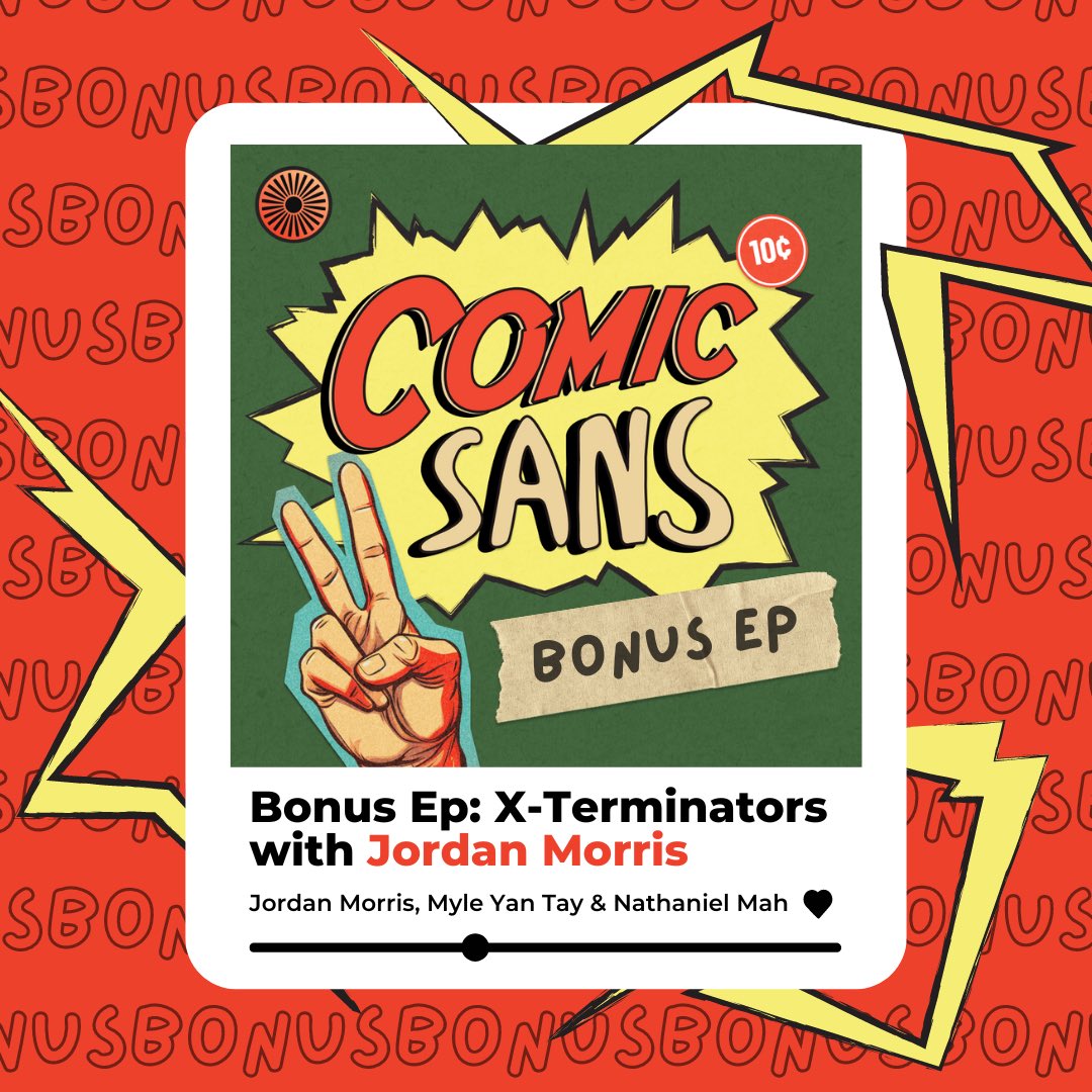 Comic Sans Podcast is on Bsky @comicsanspod.com! (@comicsanspod) on Twitter photo Surprise! Itās another bonus episode AND another special guest!š„
In this episode, comedy writer Jordan Morris (@Jordan_Morris ) brings Yan and Nat to the grindhouse with āX-Terminatorsā by Leah Williams (<a href="/mymonsterischic/">Leah Williams</a> ) and Carlos Gómez! Surprise! Itās another bonus episode AND another special guest!š„
In this episode, comedy writer Jordan Morris (@Jordan_Morris ) brings Yan and Nat to the grindhouse with āX-Terminatorsā by Leah Williams (<a href="/mymonsterischic/">Leah Williams</a> ) and Carlos Gómez!