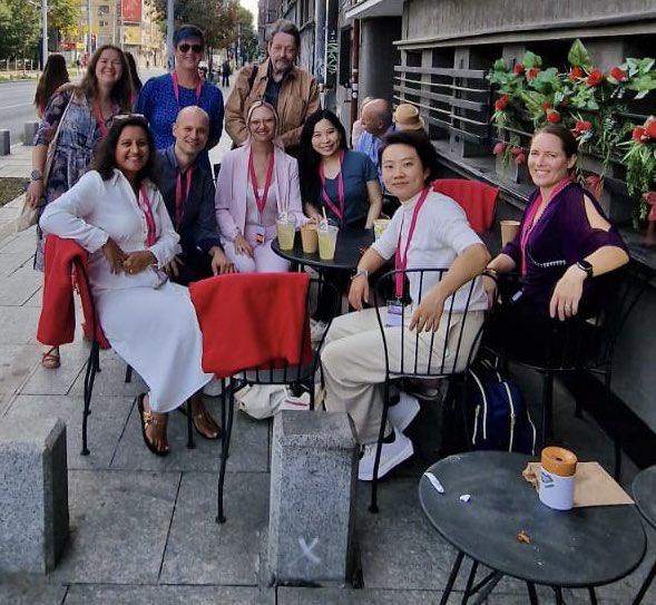 POWikstrom's tweet photo. Coffee with the speakers and Evelyn after this mornings interesting SAT session https://t.co/i9FDksIjJC