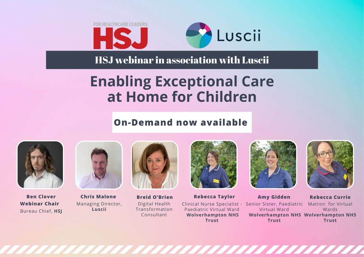 For this #HSJwebinar, in association with <a href="/Luscii1/">Luscii</a>, experts explored how Luscii is transforming remote monitoring and discussed the benefits for patients, healthcare professionals and the continuum of care.

Watch on-demand today: virtualcareforum.hsj.co.uk/luscii-webinar

#hsjvirtualcare
