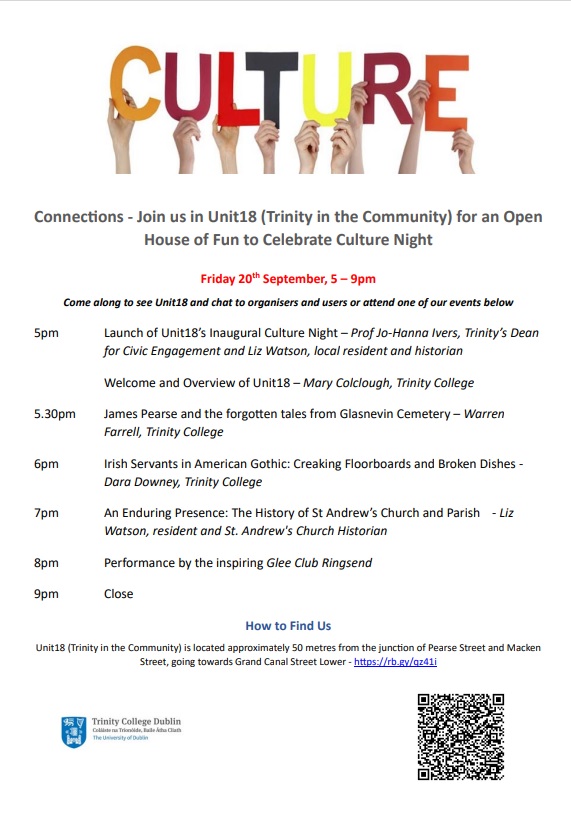 tcdUnit18 (@tcdunit18) on Twitter photo One week to go before our inaugural <a href="/CultureNight/">Culture Night</a> - an evening of history, literature and music. Something for everyone. Drop in to say hello next Friday from 5pm. <a href="/TrinityAccess21/">TrinityAccess21</a> <a href="/SARCD2/">St Andrews</a> <a href="/RICCDub4/">RICC</a> <a href="/TCDVolunteer/">Trinity Civic Engagement for Societal Impact Unit</a> One week to go before our inaugural <a href="/CultureNight/">Culture Night</a> - an evening of history, literature and music. Something for everyone. Drop in to say hello next Friday from 5pm. <a href="/TrinityAccess21/">TrinityAccess21</a> <a href="/SARCD2/">St Andrews</a> <a href="/RICCDub4/">RICC</a> <a href="/TCDVolunteer/">Trinity Civic Engagement for Societal Impact Unit</a>