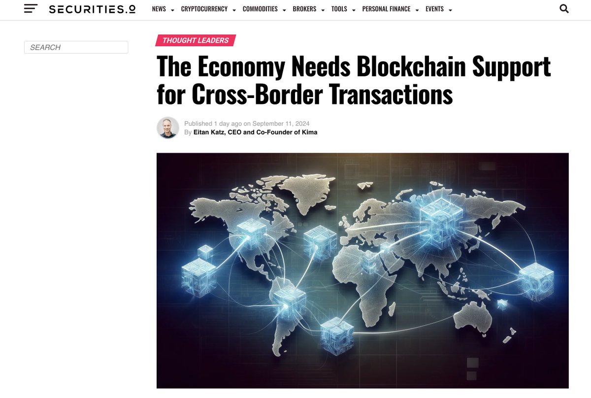 🔥Kima Featured on Securities.io!🔥

📢 "Deploying blockchain technology to reform cross-border money transfers isn’t about using innovations for the sake of using it, but creating a new path for our global economy to operate at its best." – <a href="/eitank/">eitan</a>, CEO of Kima