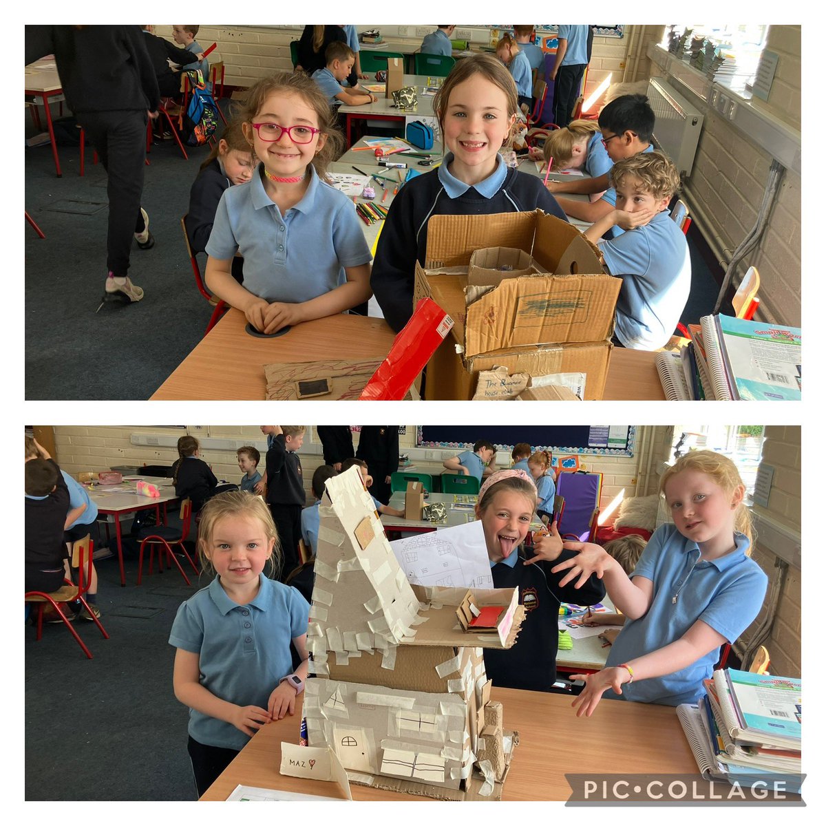 Our first STEM activity of the year. Look at the fantastic houses we built! We are so proud of ourselves. We only had cardboard and masking tape to make the house structures. Maith sibh! <a href="/RathnureNS/">Rathnure NS</a>