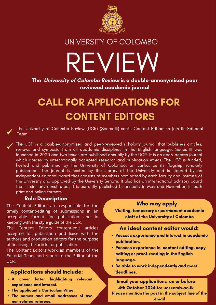 University of Colombo Review tweet media