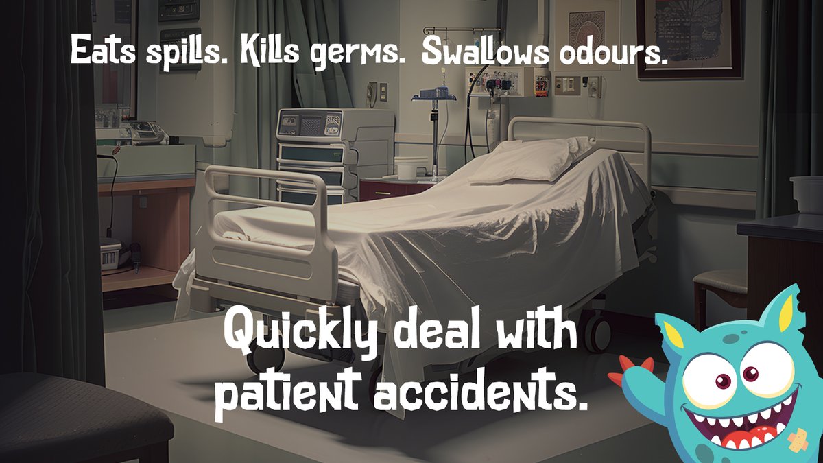 Spill_Monster's tweet image. Spill Monster is ready to handle any kind of spill on a busy hospital ward🏥 including bodily fluids, food and drink.🫗
Get your own Spill Monster today! 😀

spillmonster.com/products/spill…

#Spillmonster #quickcleaning #elminatesodours #killsgerms #cleaning
