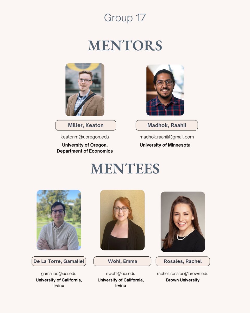 Welcome Group 17 - <a href="/millersdrafts/">Keaton Miller</a>, <a href="/raamadhok/">Raahil Madhok</a>, and our mentees Gamaliel de la Torre, Emma Wohl, and <a href="/rrosales433/">Rachel Rosales</a>! 🎓 #AMIE2024