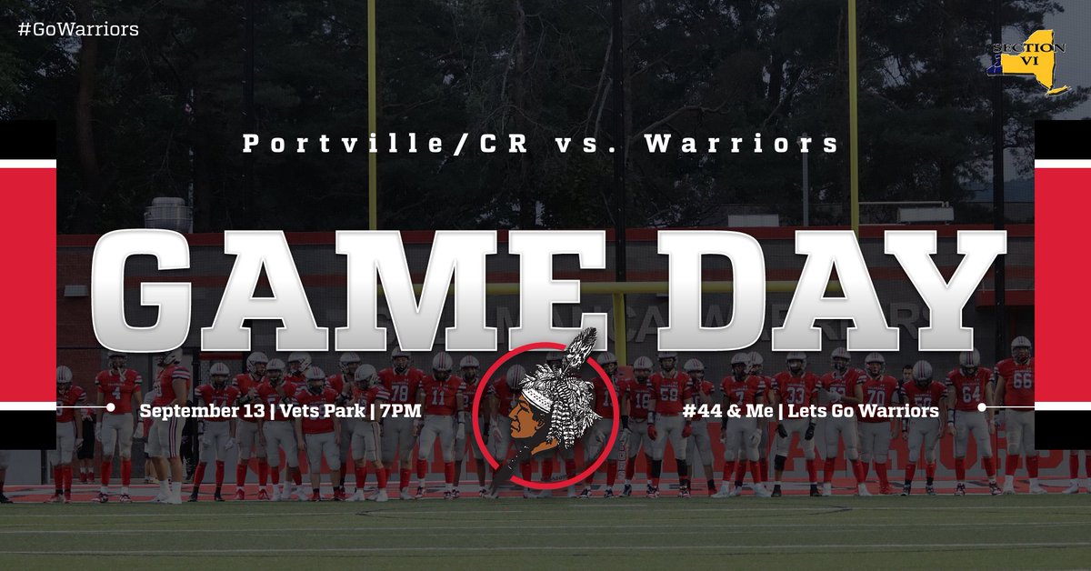 SalWarriorsFTBL's tweet photo. 🏈 GAME DAY! 🏈
The Warriors take on the Portville/CR Panthers tonight at 7 PM at Vets Park! 🔥
Don't forget to bring non-perishable items for the #BillsHuddleforHunger food drive! Let's make a difference on AND off the field! 💪

#WarriorsFootball #HuddleforHunger https://t.co/Jnwv2dDzUw