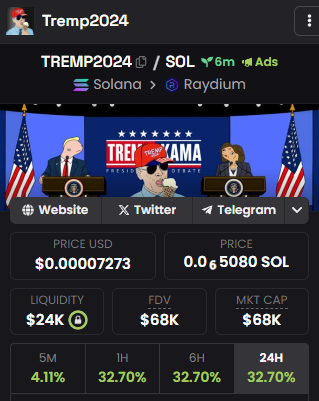 TREMP2024_SOL's tweet photo. $TREMP2024 is ready to $1M

Smash Rockets on Dex

https://t.co/semJpbNHR3 https://t.co/GopvMfFkdj