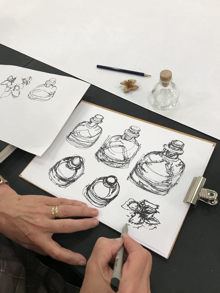 Our first Drawing with Anthony Ratcliffe workshop took place yesterday. Using a variety of  reference objects, participants developed their observational skills and experimented with detailed drawing techniques. They all created an intricate mounted artwork to take home.