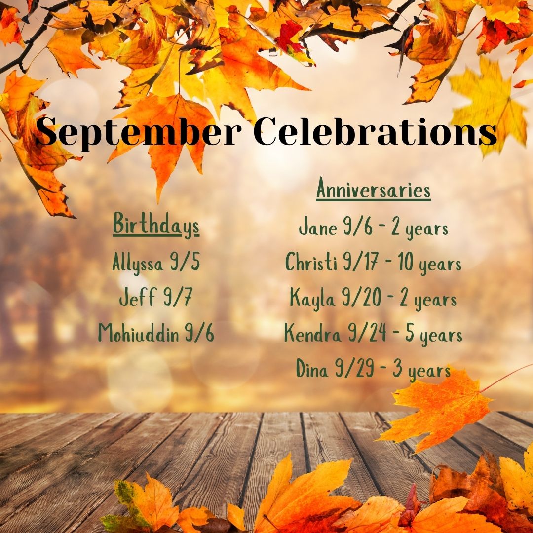 Our September Celebrations.  #FinancialLiteracy #ExpenseAwareness #streamlinedbusinesssolutions #nationwidebookkeepingfirm
#knowyournumbers
