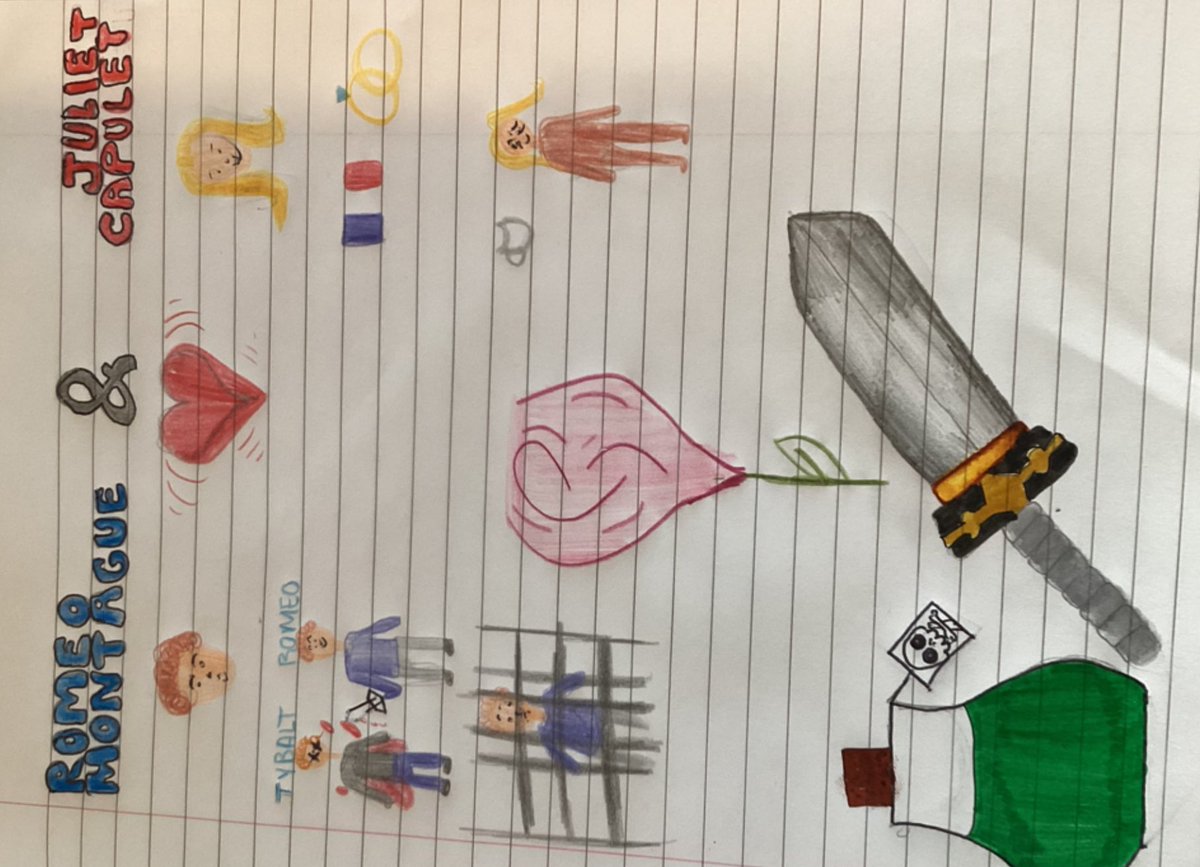 BSGD English Department (@bsgdenglish) on Twitter photo Year 9 <a href="/BoltonSch/">Bolton School</a> GD are enjoying studying Romeo and Juliet. Well done to Poppy, Isabelle, Urwa and Maryam for their creative title pages which explore key plot points, characters and themes! 𤩠Year 9 <a href="/BoltonSch/">Bolton School</a> GD are enjoying studying Romeo and Juliet. Well done to Poppy, Isabelle, Urwa and Maryam for their creative title pages which explore key plot points, characters and themes! š¤©